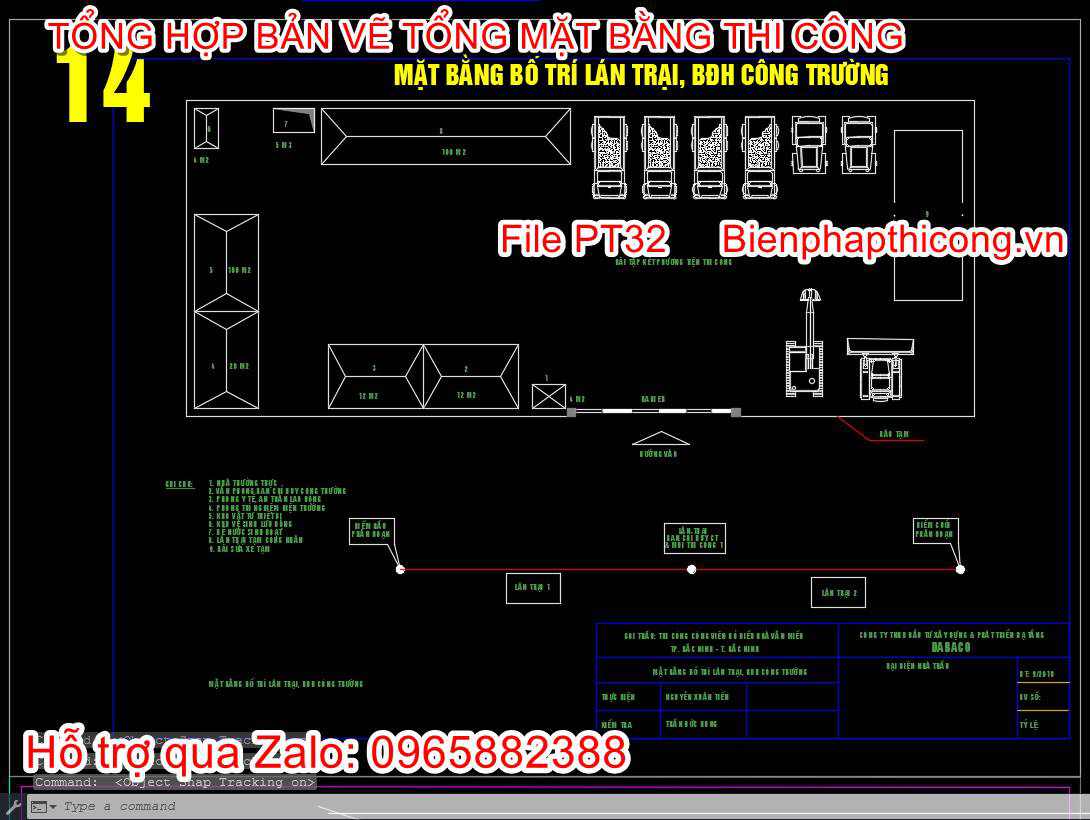 Bản vẽ mặt bằng bố trí lán trại.