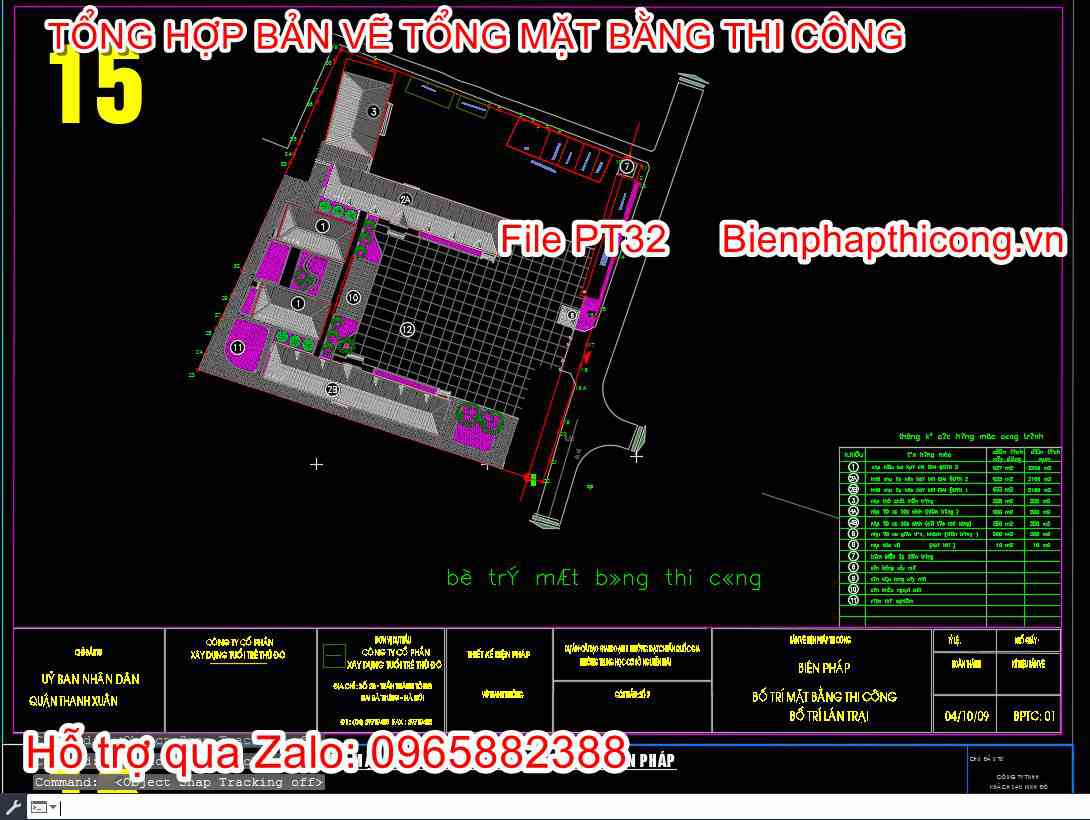Bố trí mặt bằng thi công công trình cad.