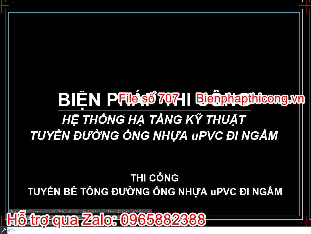 Bản vẽ biện pháp htkt ống uPVC đi ngầm cad.