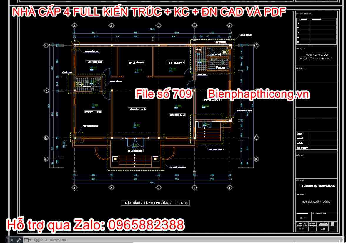 Bản vẽ xây tường hstk nhà cấp 4 đẹp.