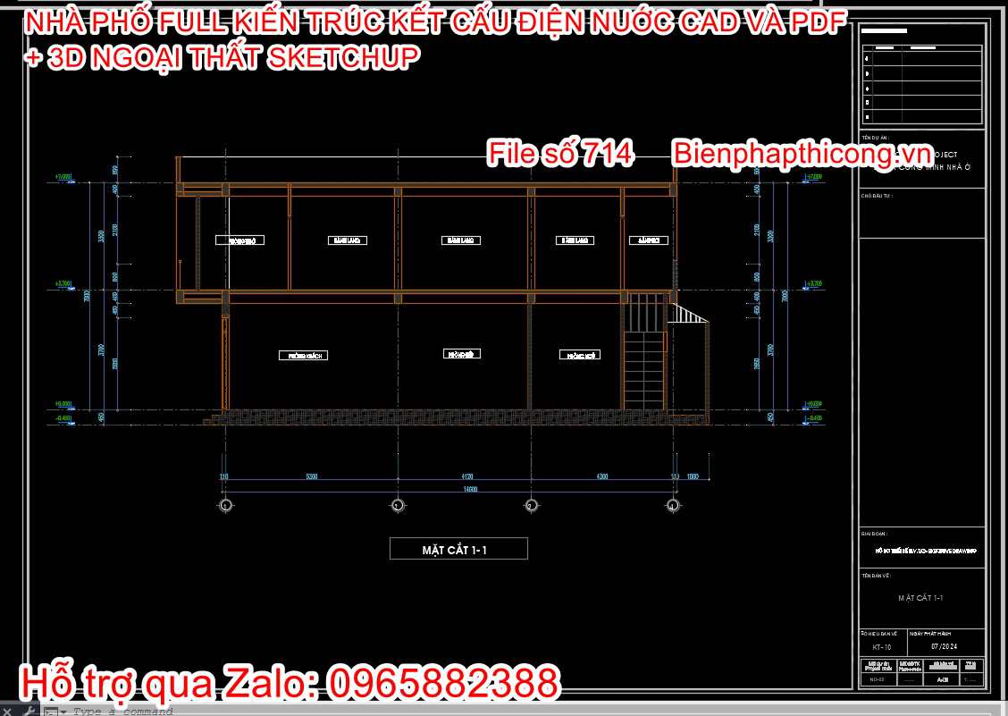 Tải bản vẽ nhà phố 2 tầng rộng 5m 3 phòng ngủ.
