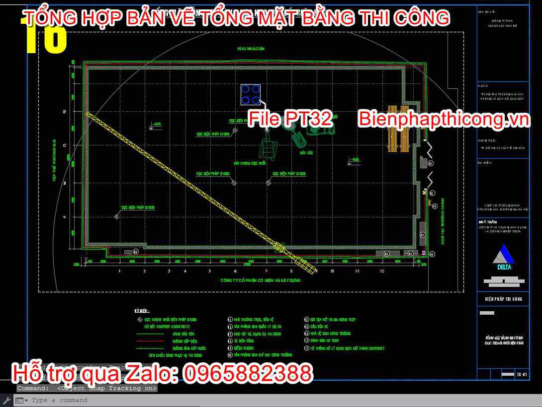 Tổng mặt bằng thi công cọc khoan nhồi cad.
