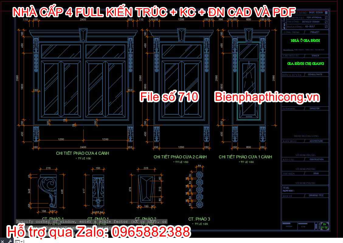 Download bản vẽ cửa nhà cấp 4 mái nhật 3 ngủ.