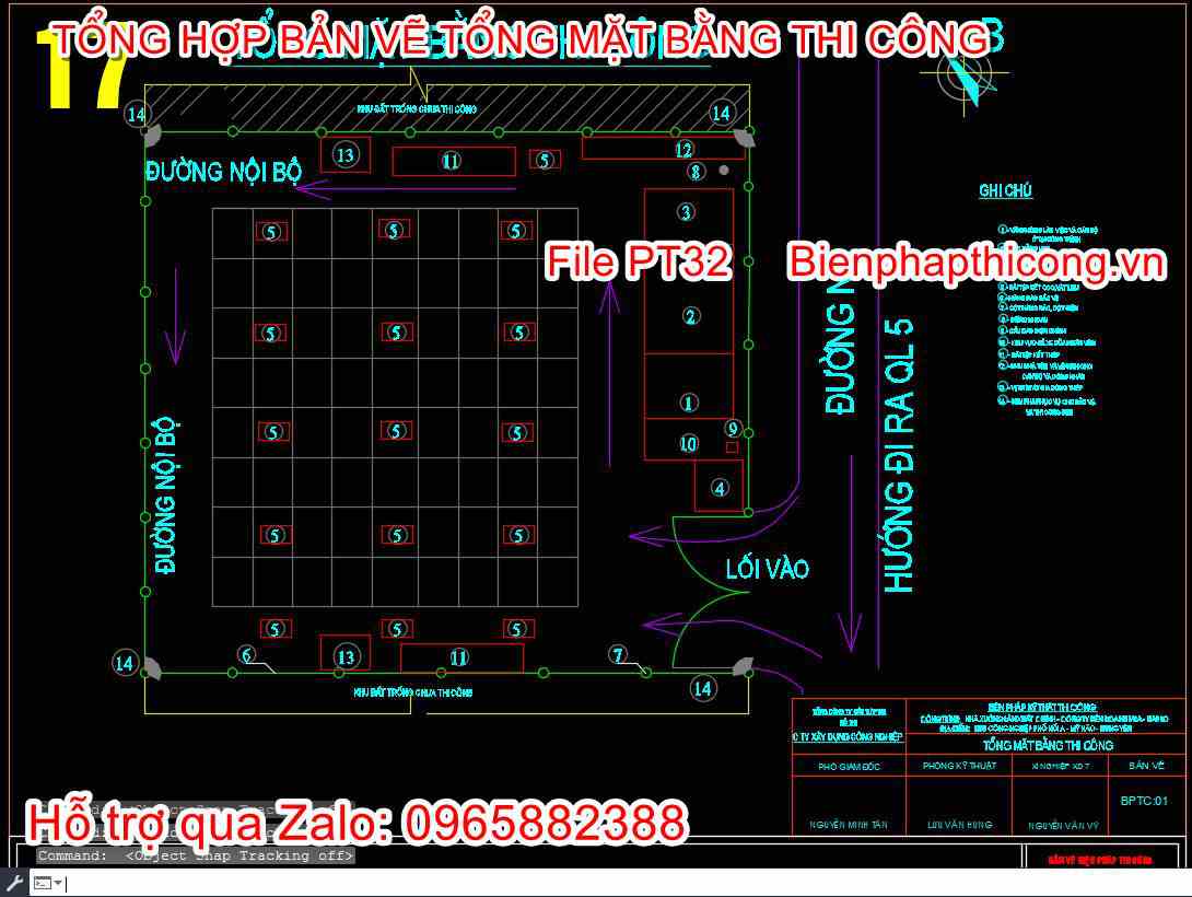 Mặt bằng tổ chức thi công công trình cad.