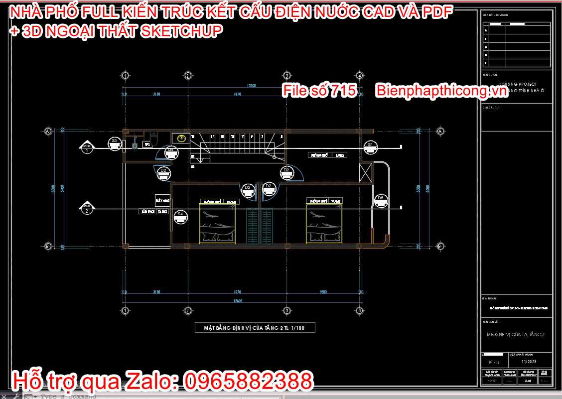Bản vẽ nhà phố 2 tầng full kiến trúc kết cấu điện nước.