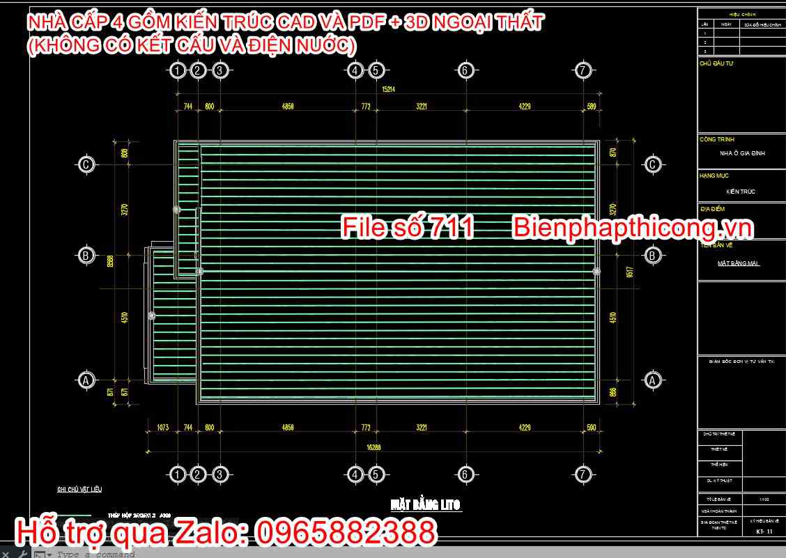 HSTK nhà cấp 4 xà gồ mái đẹp.