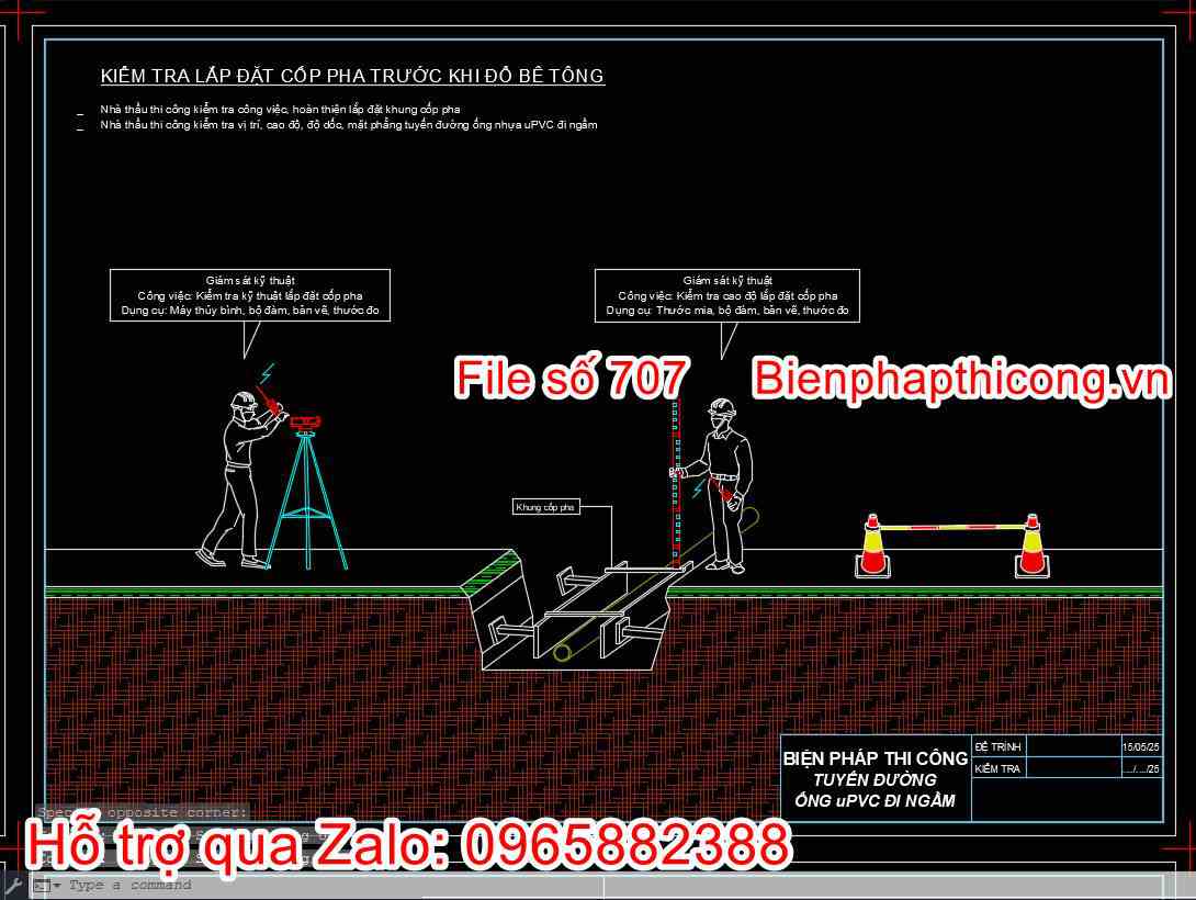 Kiểm tra lắp đặt coppha trước khi đổ bê tông cad.