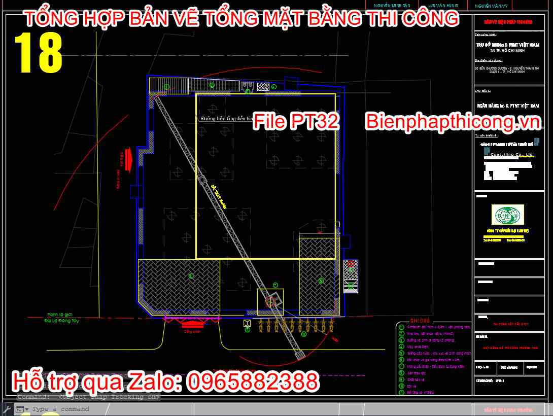 Mặt bằng bố trí công trường tạm cad.
