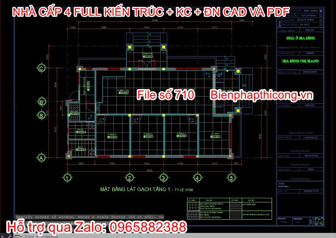Mặt bằng lát nền nhà cấp 4 120m2.