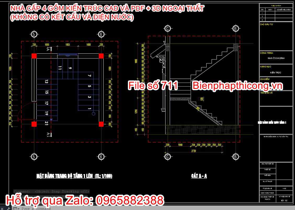 Mặt bằng cầu thang nhà cấp 4.