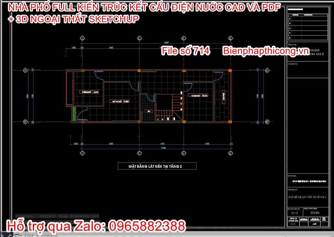 Mặt bằng lát nền tầng 2 file pdf nhà phố cad.