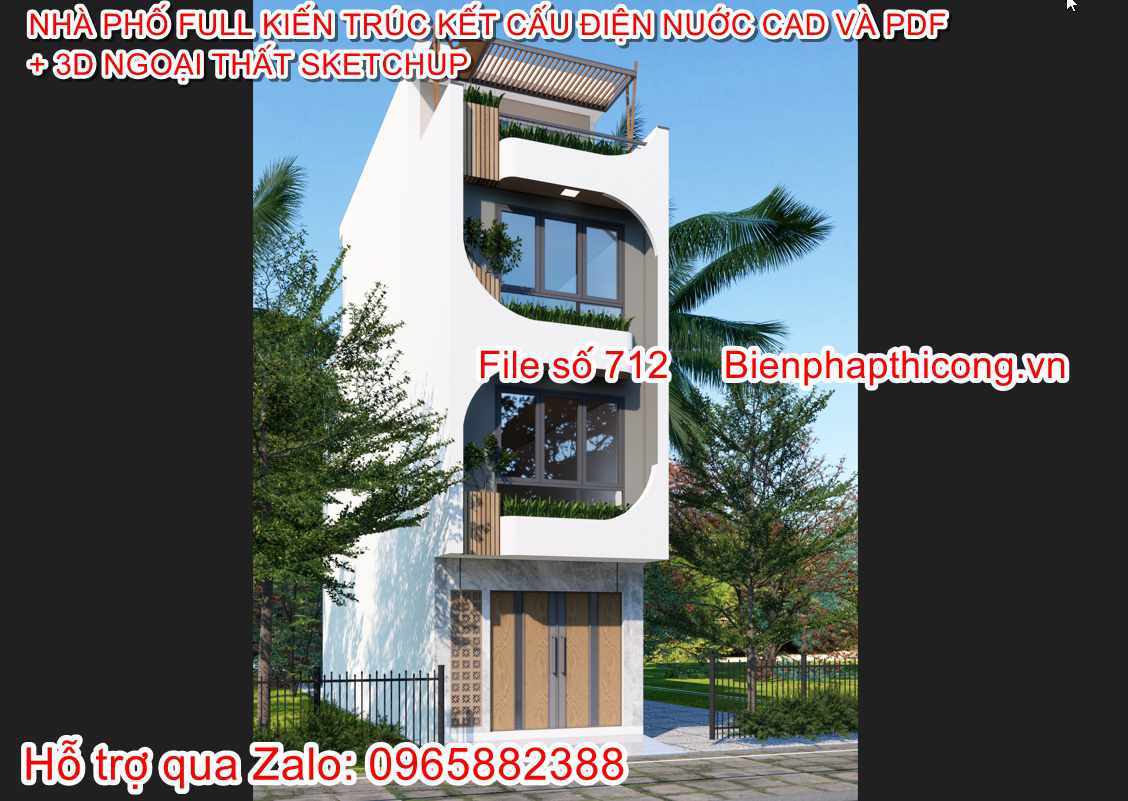 Tải hồ sơ thi công bản vẽ nhà phố 3 tầng 1 tum 4m.