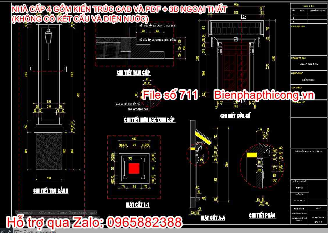 Bản vẽ chi tiết nhà cấp 4 file cad.