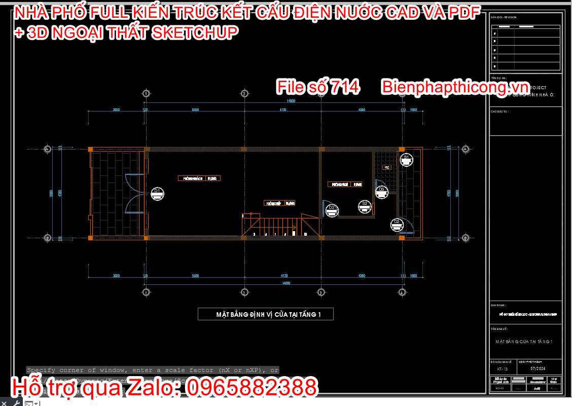 Mặt bằng cửa nhà phố 2 tầng cad full kiến trúc.