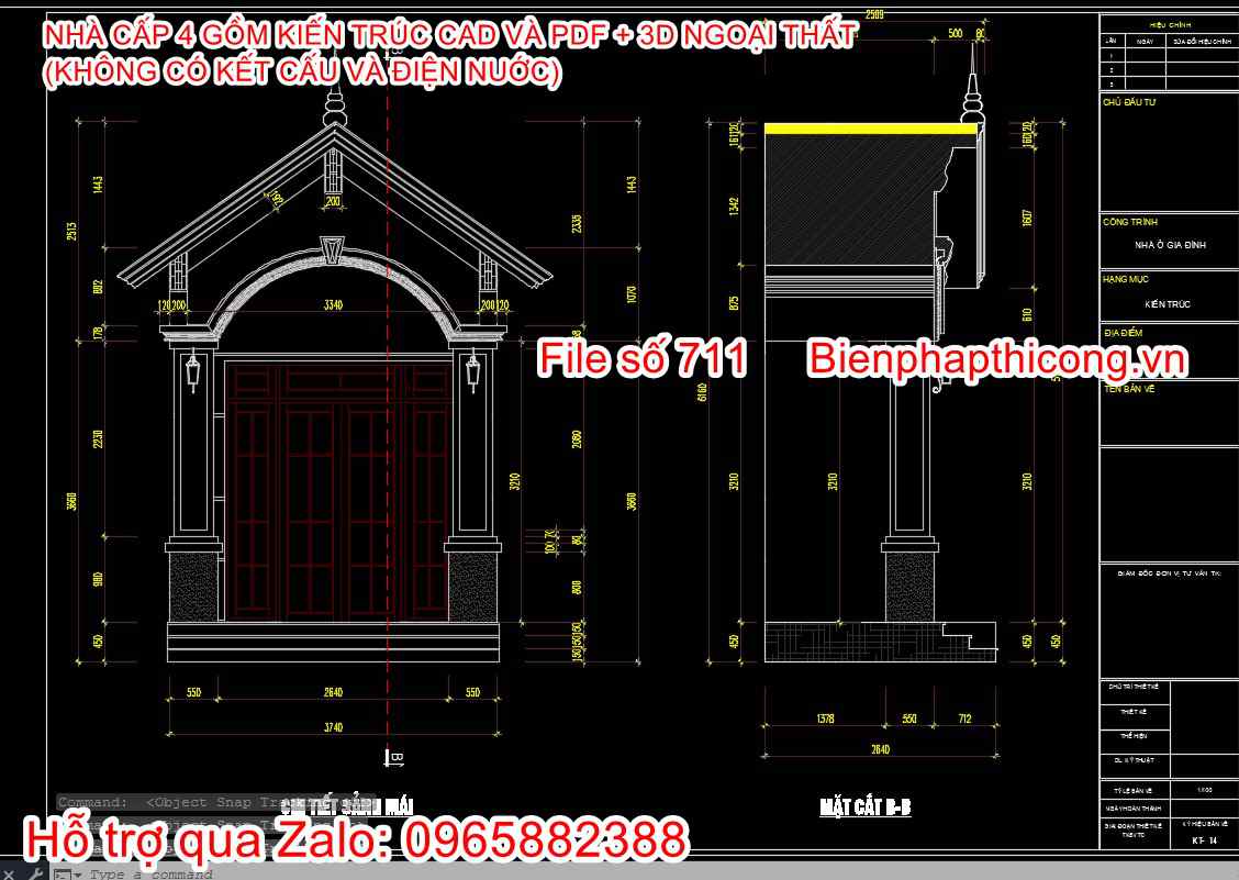 Bản vẽ chi tiết nhà cấp 4 cad đẹp.