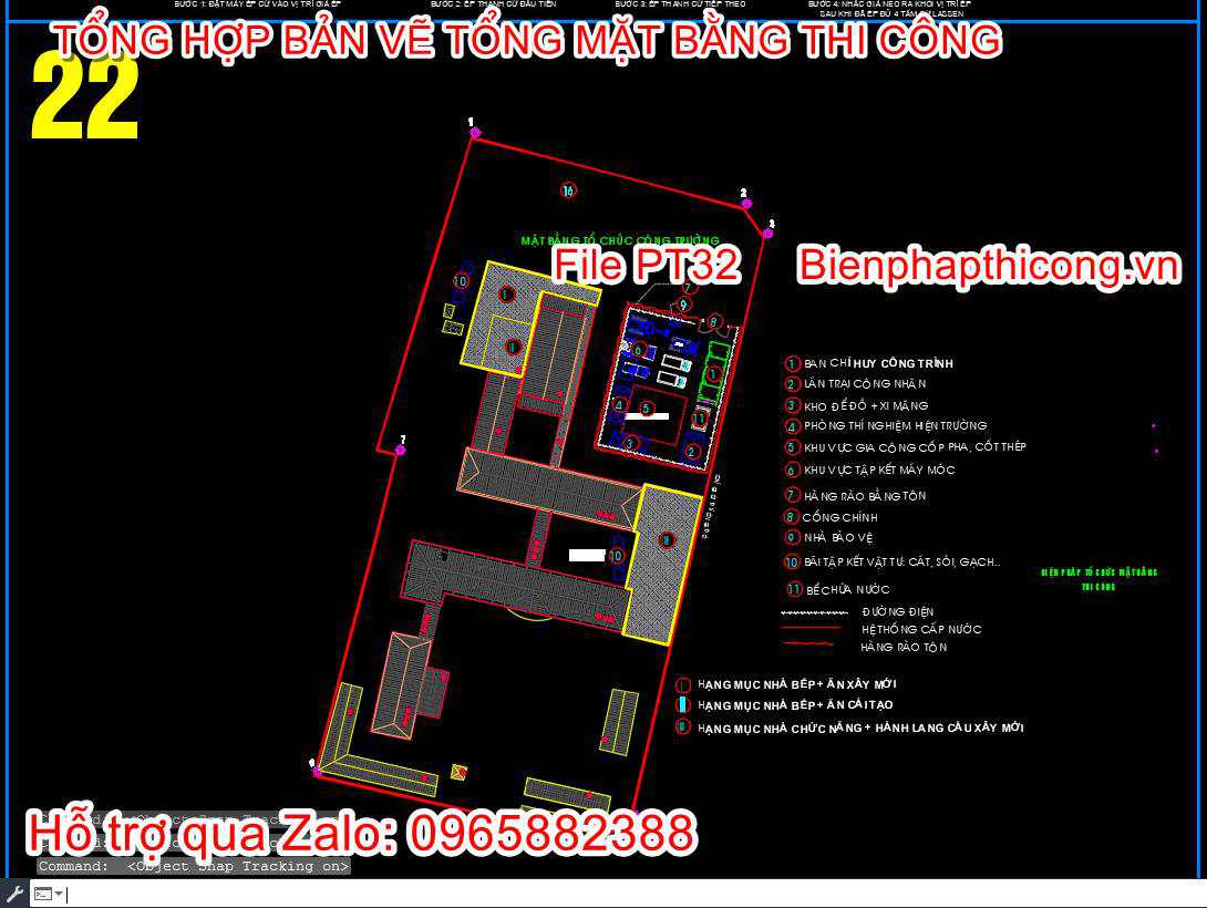 Bản vẽ mặt bằng tổ chức công trường cad.