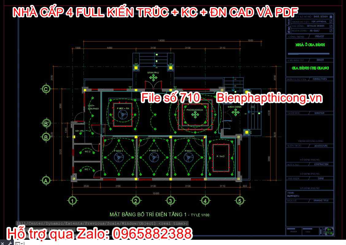 Hồ sơ thi công bản vẽ cấp điện trần nhà cấp 4