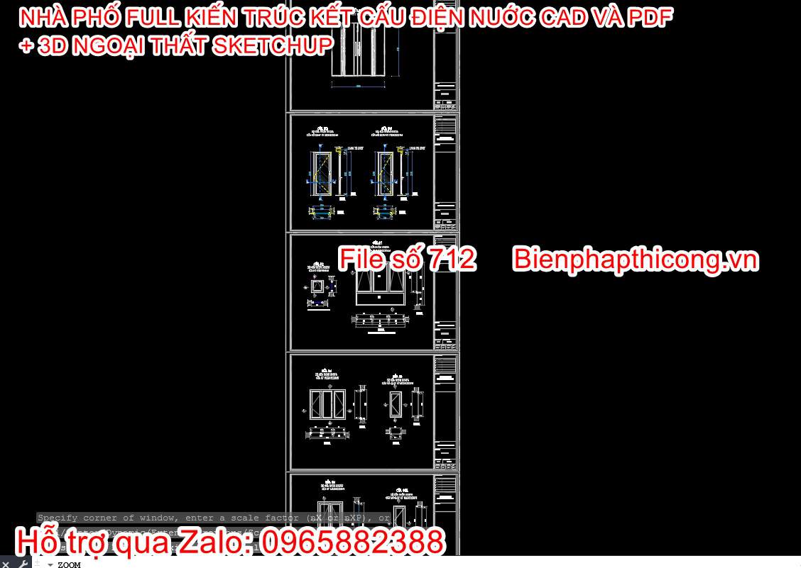 Bản vẽ cửa nhà phố 4 tầng hiện đại 4m x 14m