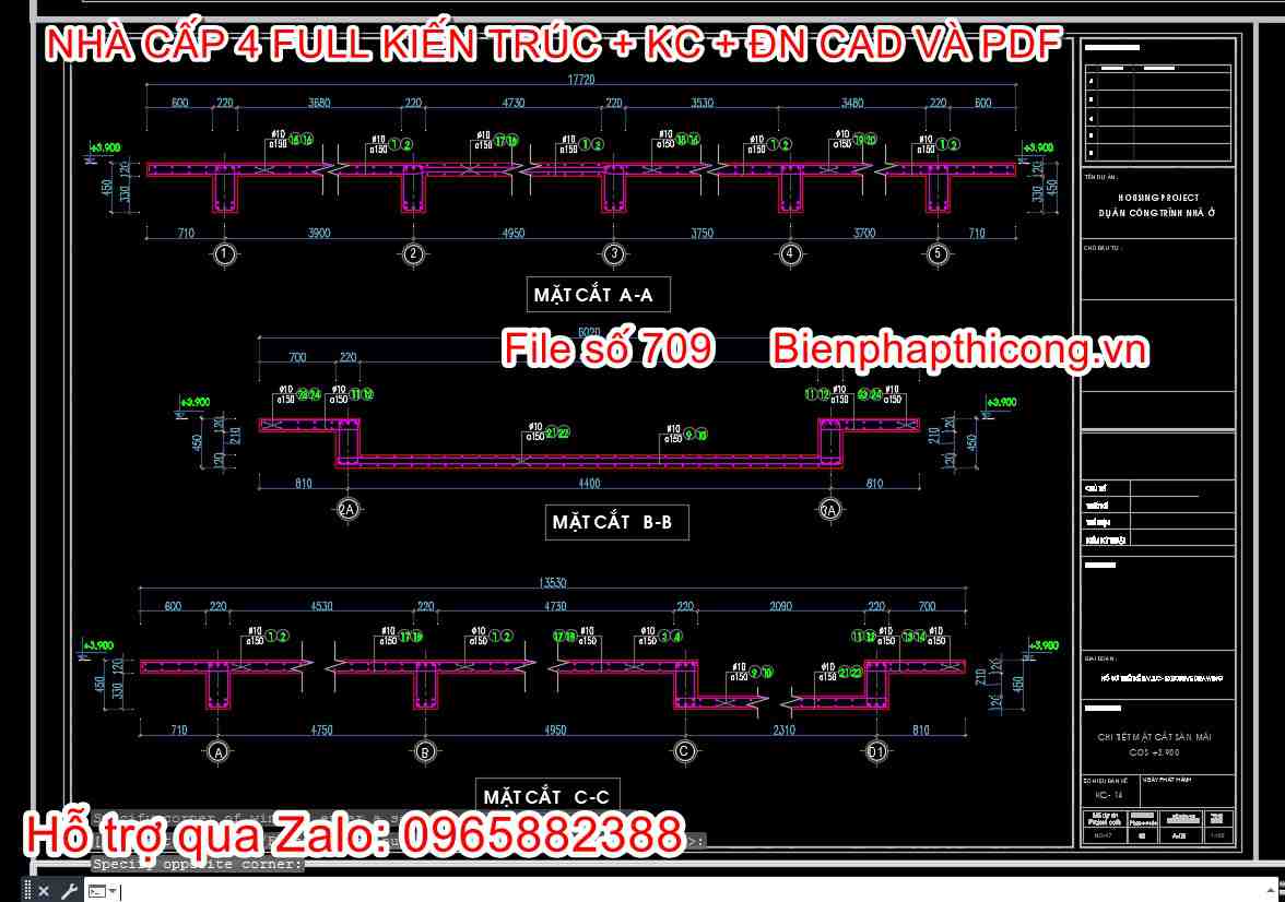 Bản vẽ mặt cắt sàn 4 ngủ đẹp.