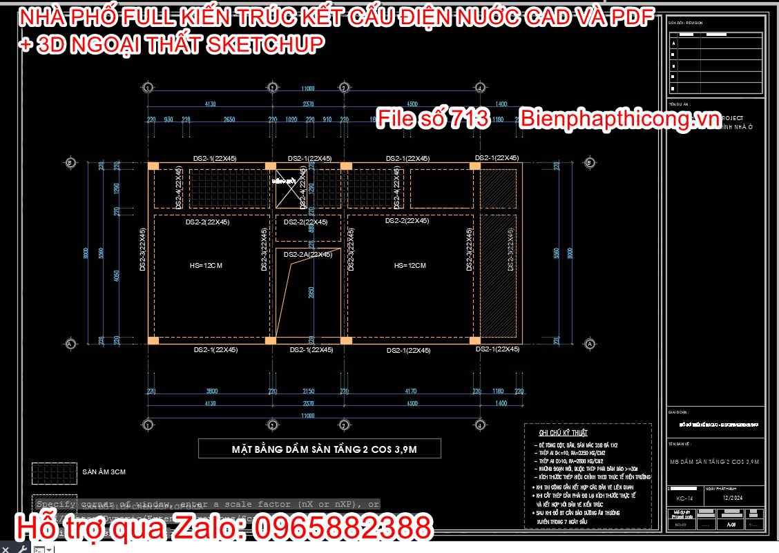 Bản vẽ nhà phố full kiến trúc kết cấu điện nước.
