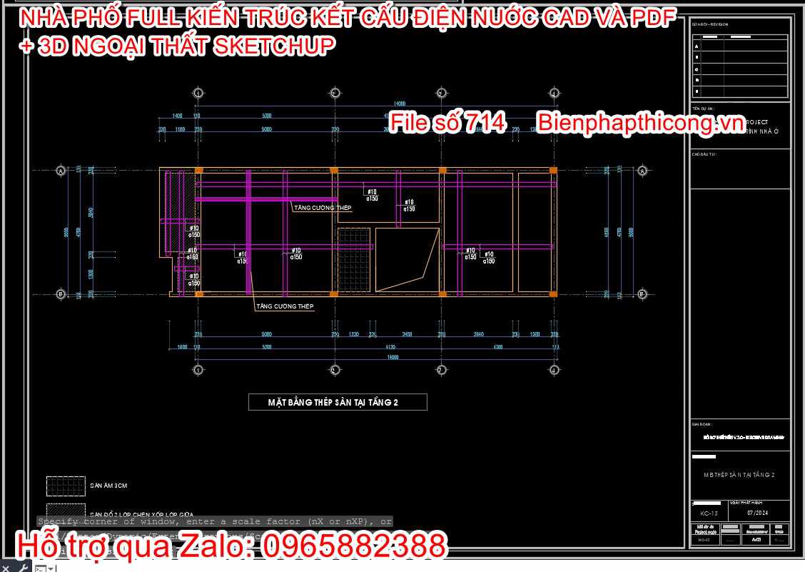 File thiết kế thép sàn nhà phố 2 tầng pdf.