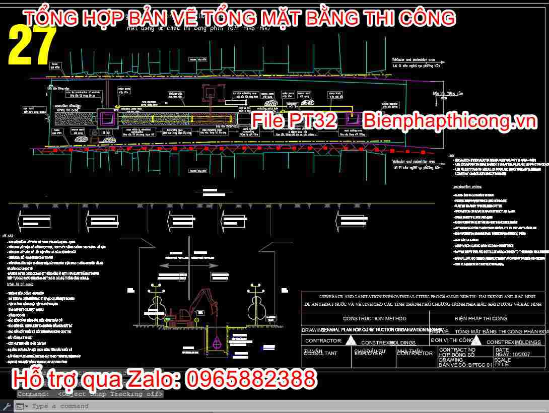 Tổng mặt bằng thi công cad.