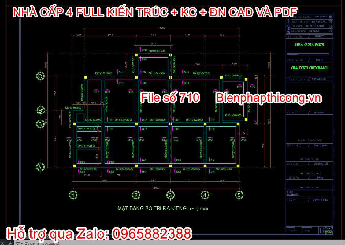 Bản vẽ mặt bằng bố trí đà kiềng file thiết kế.