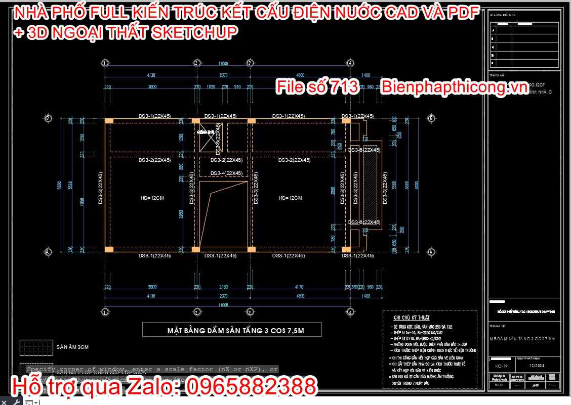 Download bản vẽ nhà phố 3 tầng cad.