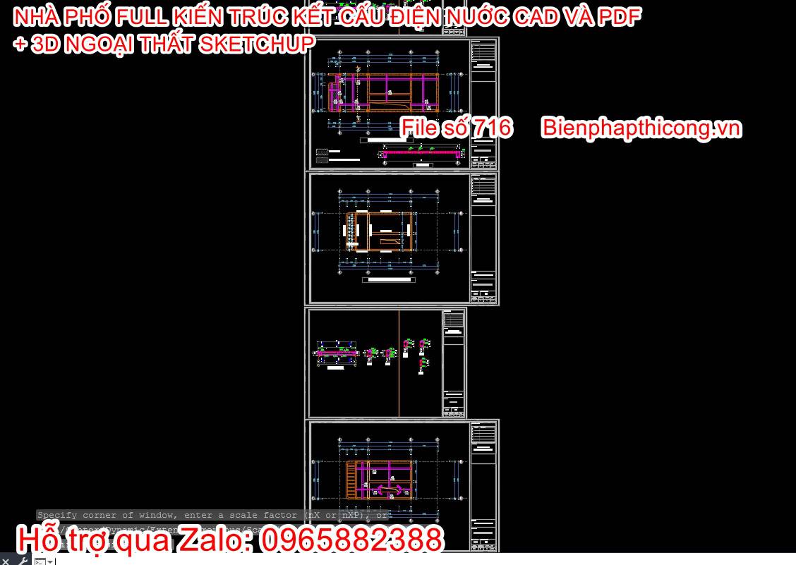 Hstk bản vẽ kết cấu nhà phố 3 tầng cad đẹp.