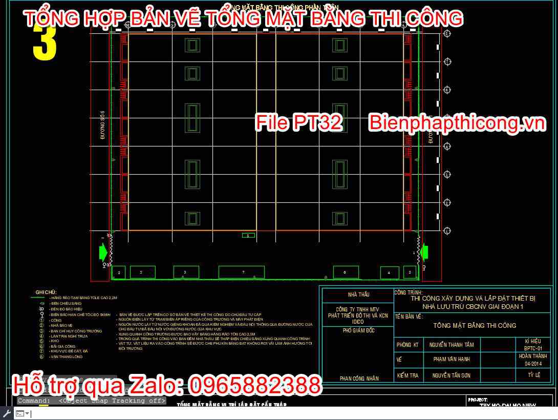 Bản vẽ tổng mặt bằng thi công cad.