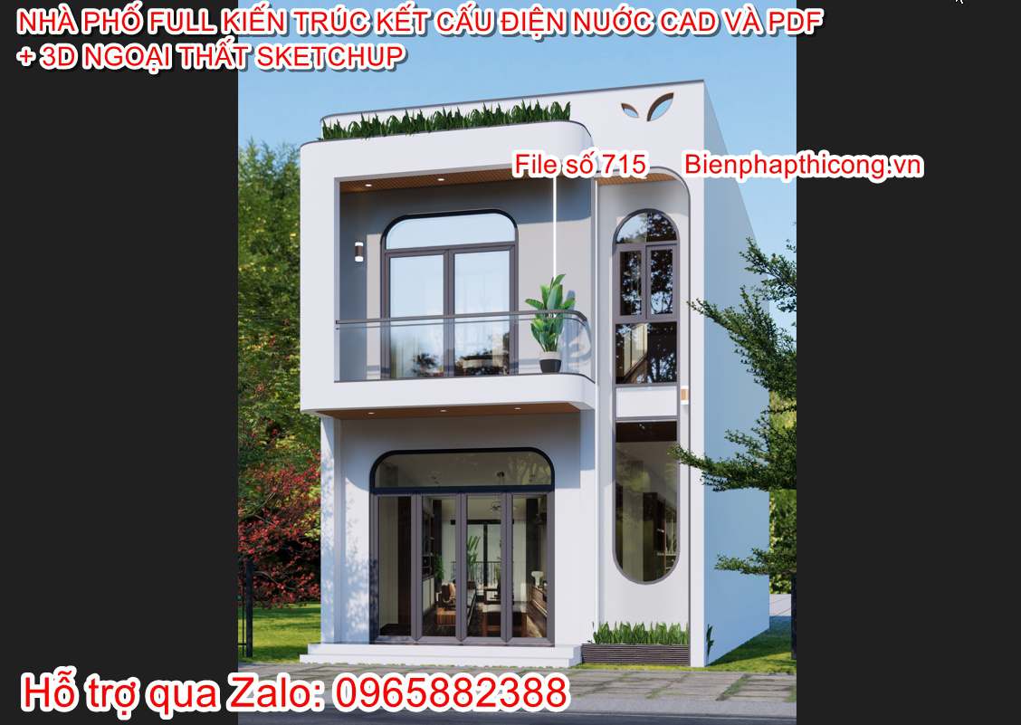 Hồ sơ thi công bản vẽ cad nhà phố 2 tầng 6m đẹp.