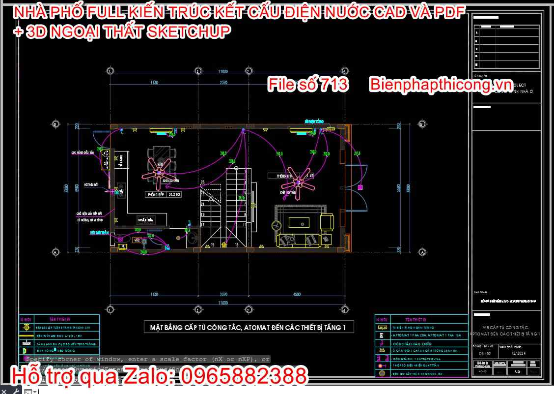 Bản vẽ cấp nước tầng 1 nhà phố 3 tầng.