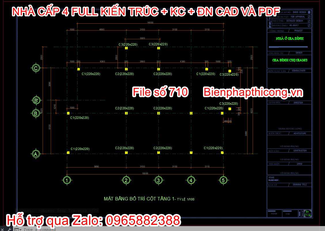 Mặt bằng bố trí cột file cad.