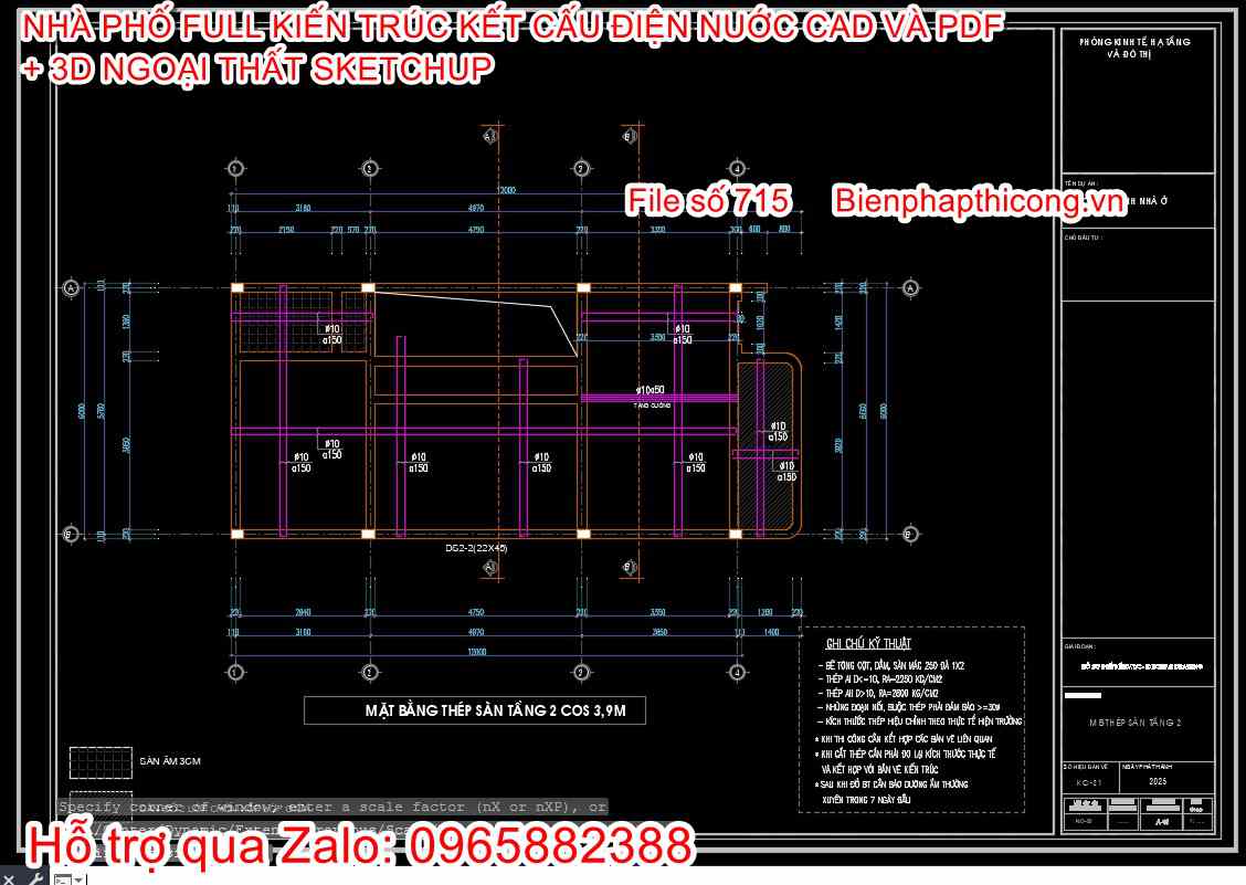 Bản vẽ thép sàn mái nhà phố 2 tầng đẹp.