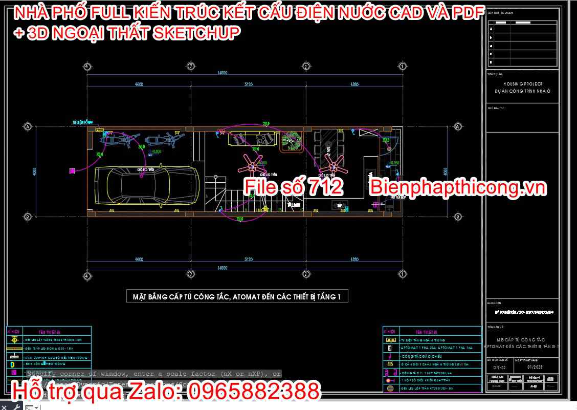 Bản vẽ thiết kế điện nhà phố 4 tầng đẹp.