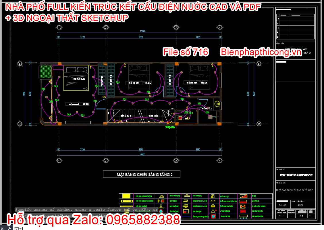 Bản vẽ thiết kế nhà phố 3 tầng cad đẹp.
