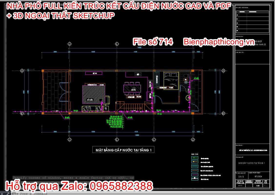 File thiết kế cấp thoát nước nhà phố 2 tầng đẹp.