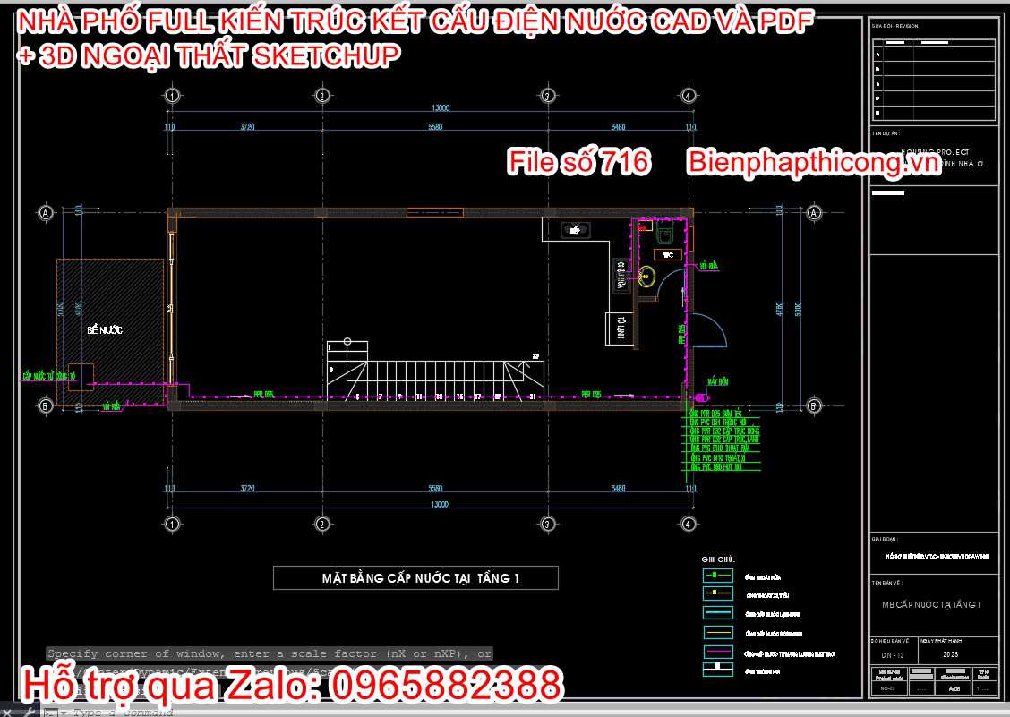 Mẫu bản vẽ nhà phố 3 tầng cad đẹp.