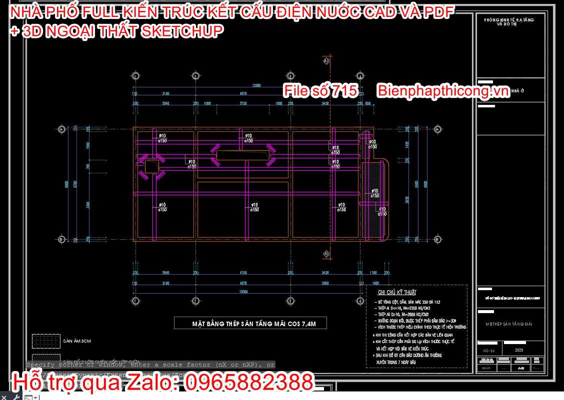 Tải bản vẽ thép sàn nhà phố 2 tầng cad.