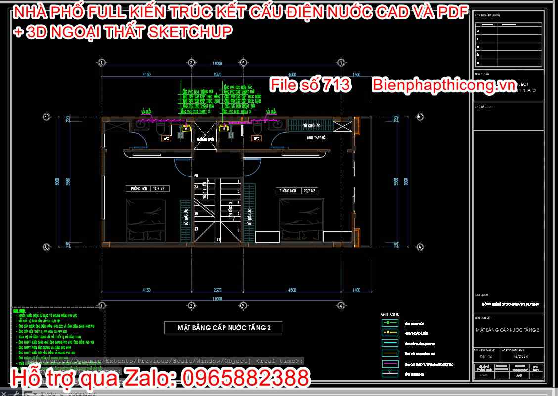 File thiết kế bản vẽ điện nước nhà phố 3 tầng tân cổ.
