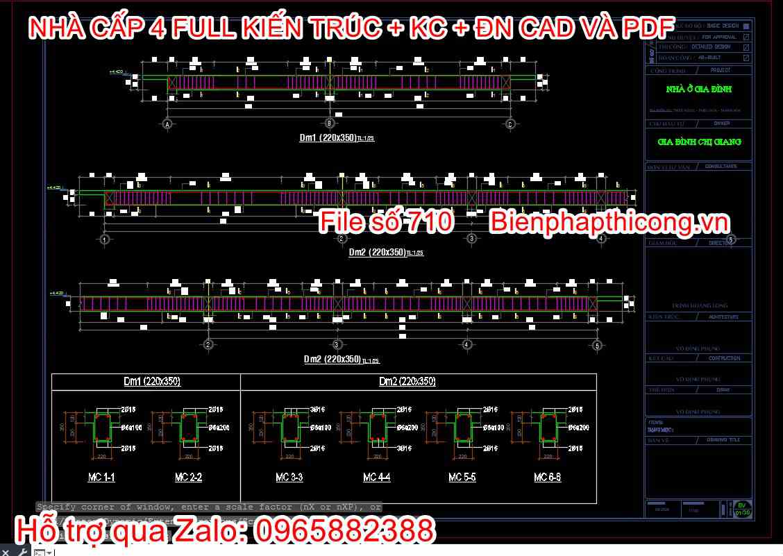 Bản vẽ chi tiết dầm sàn nhà cấp 4.