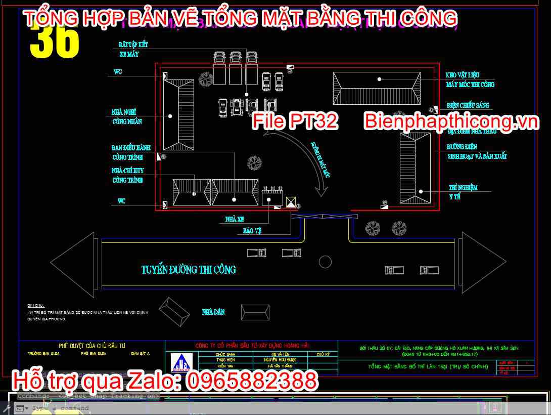 Tổng mặt bằng bố trí lán trại cad.