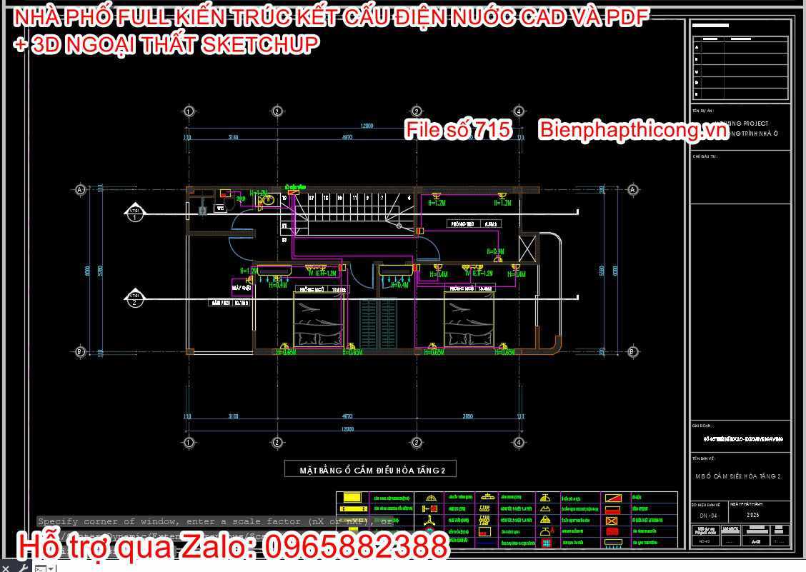 File thiết kế nhà phố 2 tầng rộng 6m x 12m.