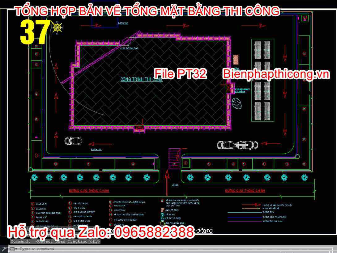 Tổng mặt bằng tổ chức thi công cad.