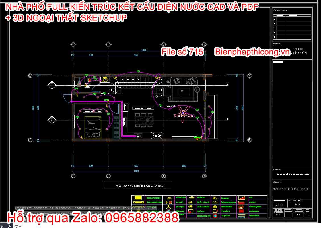 File autocad nhà phố 2 tầng rộng 6m x 12m.