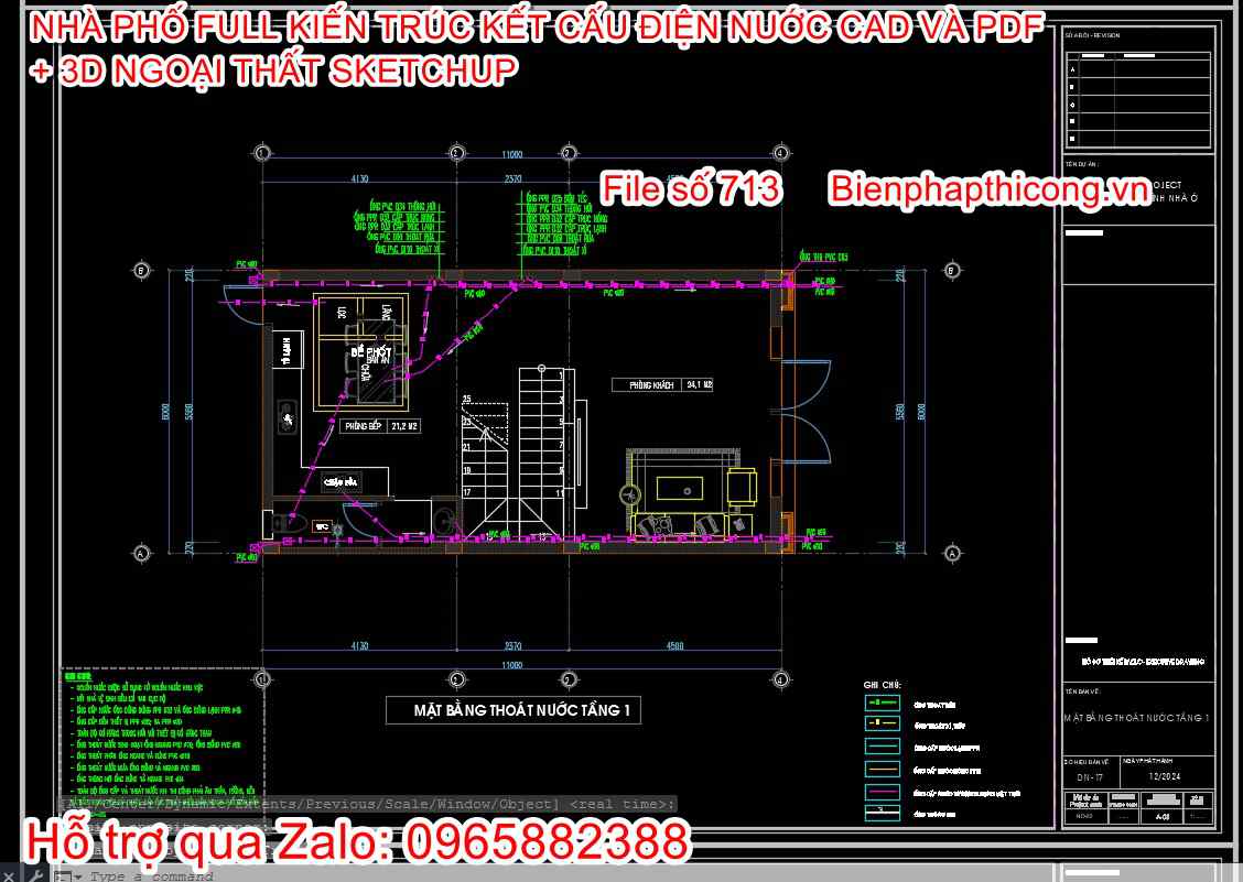 File cấp thoát nước nhà phố 3 tầng đẹp.