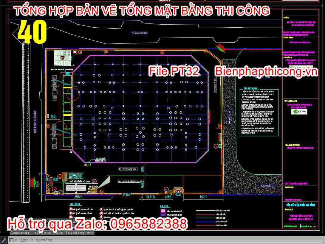 Tổng mặt bằng thi công bể nước sạch và bể pccc