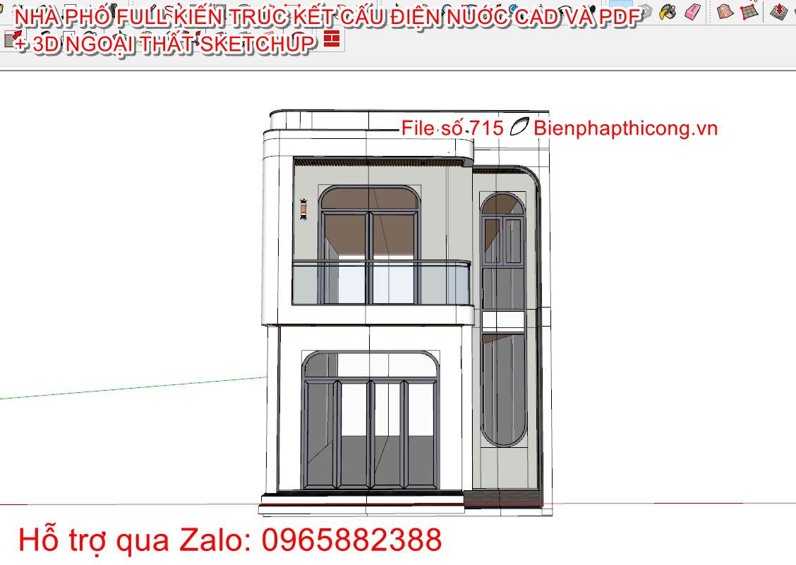 File sketchup nhà phố 2 tầng 6m x12m đẹp