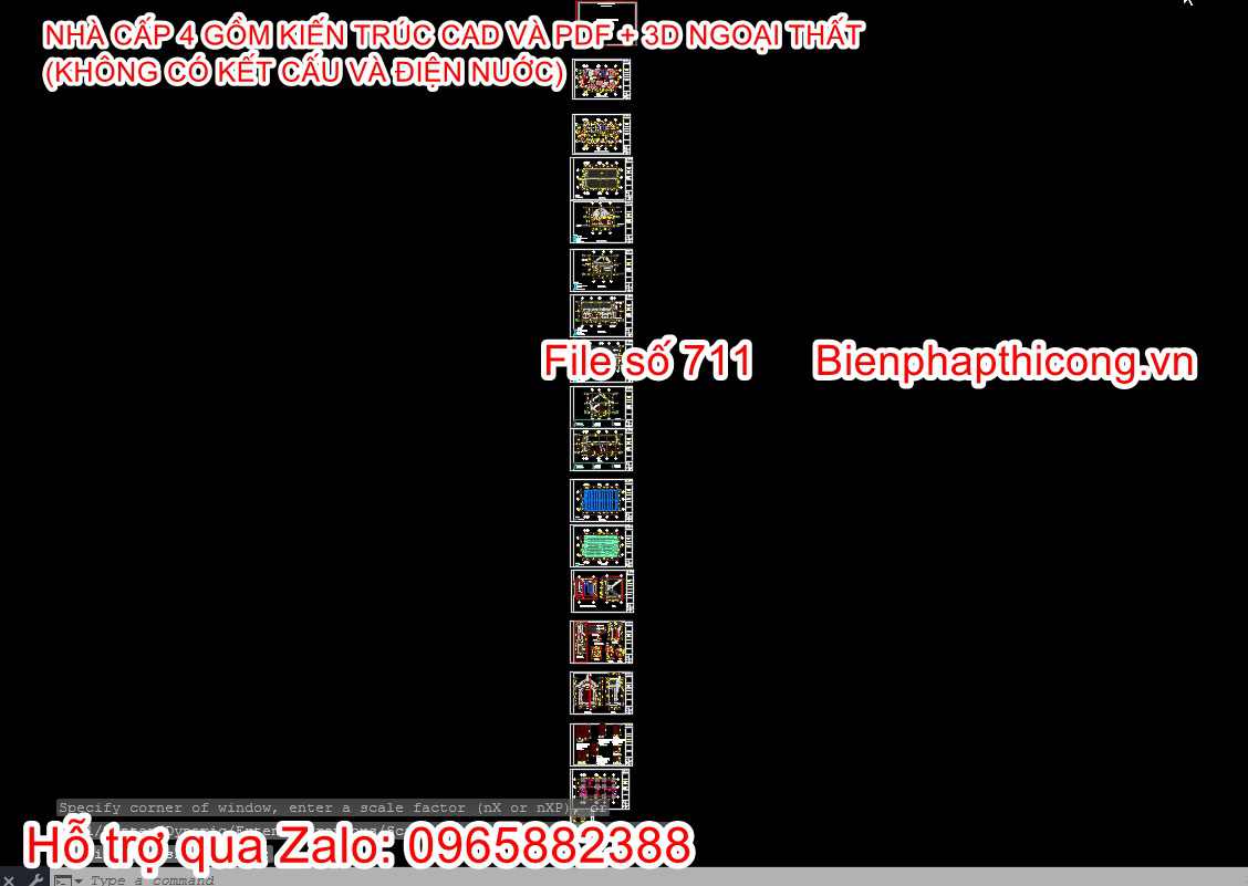 Bản vẽ cad nhà cấp 4 mái thái 3 ngủ 110m2