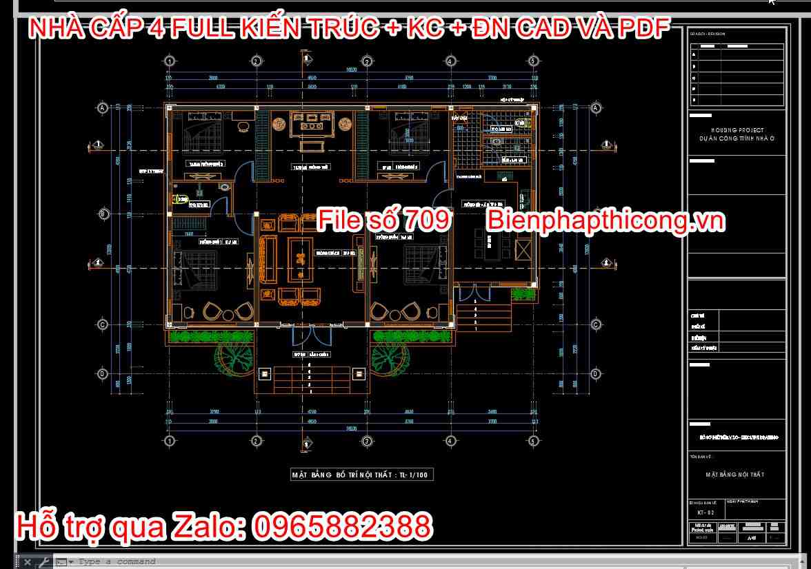 File dwg thiết kế mặt bằng nhà cấp 4 150m2 4 ngủ đẹp.
